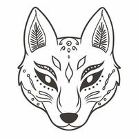Intricate Tribal Fox Head Design with Geometric Patterns vector