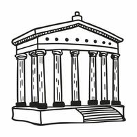 Ancient Greek Parthenon Illustration with Doric Columns and Pediment vector