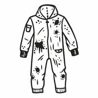 Hand Drawn Spattered Jumpsuit Illustration with Ink Stains and Pockets vector