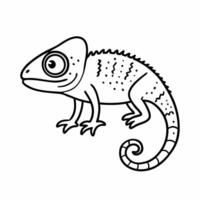 Chameleon Outline Cute Reptile for Coloring and Design vector