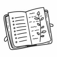 Illustrated Open Notebook with Plant Design Modern Line Art for Creative Journaling vector
