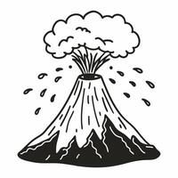Erupting Volcano Illustration with Ash Cloud and Lava Flow vector