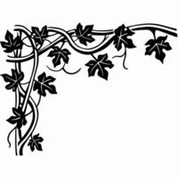 Ornate ivy corner design elegant black vine pattern, leaves intertwined, artistic decorative frame element vector