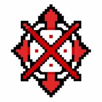 Retro Pixel Art Cross Pattern in Red and Black on White Background vector