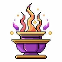 Pixel Art Magic Cauldron with Bubbling Potion and Steam in Vibrant Colors vector