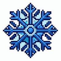 Intricate Blue Pixel Art Snowflake for Winter and Holiday Themes vector