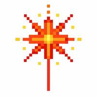 Colorful Pixel Art Firework Starburst Design with Radiating Lines and Dots vector