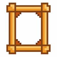 Pixel Art Wooden Frame Icon Retro 8 bit Styled Placeholder for Vintage Game Graphics vector