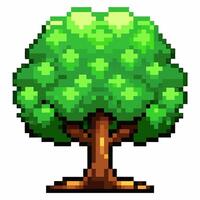 Retro Pixel Art Tree Vibrant Green 8 Bit Nature Illustration for Vintage Game Design vector