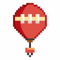 Pixel Art Red Balloon Icon with String Retro Game Style Illustration vector