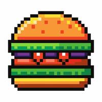 Pixel Art Hamburger Icon Retro Style Graphic Design for Game and Media Projects vector