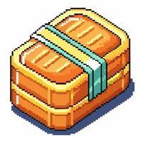 Pixel Art Stack of Gold Bars with Secure Strap Retro Gaming Treasure Icon vector