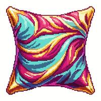Vibrant Pixel Art Cushion with Colorful Abstract Swirl Design vector