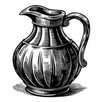 Vintage Hand Drawn Engraved Pitcher Illustration for Elegant Rustic Design vector