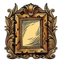 Vintage Ornate Mirror Frame with Classic Decorative Patterns in Hand Drawn Style vector