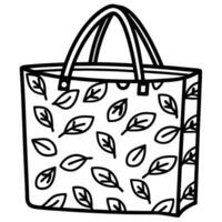 Reusable eco friendly bag with leaf pattern design on white background vector