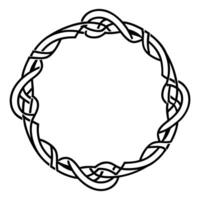 Circular celtic knot design in black and white, intricate pattern symbolizing unity and eternity vector