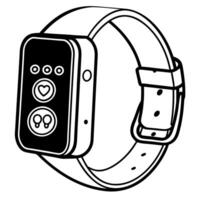 Smartwatch interface display with heart rate and notification icons wearable tech for health and communication vector