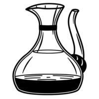 Carafe with handle line art glass pitcher, elegant beverage container illustration vector