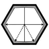 Hexagonal structure diagram with symmetric arrows and dotted lines vector