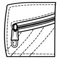zipper closure illustration on fabric surface with stitching details simple line art of textile fastener element vector