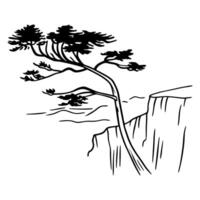 lone pine tree on cliff edge bold nature illustration of solitude and resilience vector