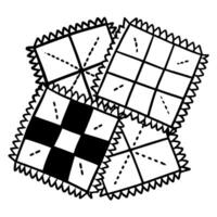 Intricate black and white quilt patterns with geometric designs vector