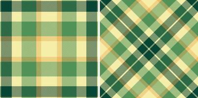 Two seamless green and beige plaid patterns. Versatile designs ideal for textile projects, website backgrounds, or crafting. The classic checks offer a timeless, sophisticated aesthetic. vector