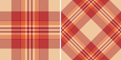 Warm autumnal plaid patterns, perfect for fallthemed designs. Two seamless textures offer versatile options for apparel, packaging, or website backgrounds. vector