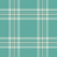 Seamless teal and cream plaid pattern. Elegant textile texture ideal for fashion, home decor, or website backgrounds. Subtle color palette evokes calmness and sophistication. vector