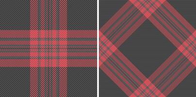 Two seamless red and gray plaid patterns. Perfect for textile design, apparel, or seasonal branding. Classic yet modern, these versatile checks offer a sophisticated texture and timeless appeal. vector