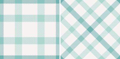 Two serene teal plaid patterns offer versatile design options. Perfect for textiles, websites, or packaging, these calming, minimalist designs evoke feelings of tranquility and freshness. vector