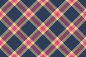 Elegant diagonal plaid pattern in muted pink, beige, and deep blue. Perfect for textile design, website backgrounds, or packaging. vector