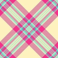 Yard tartan plaid fabric, professional pattern background . Pixel check textile seamless texture in light and pink colors. vector