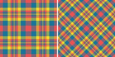 Fabric pattern check of seamless background with a textile plaid tartan texture. Set in spring colors for creative gift wrapping ideas and special occasions. vector