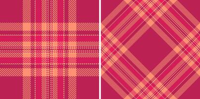 Two vibrant plaid patterns in coral and crimson. Perfect for textile design, apparel, or website backgrounds. vector