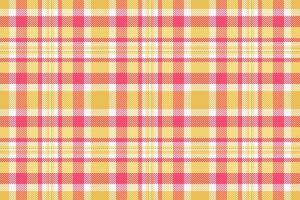 Vibrant yellow and pink plaid pattern. Perfect for textile design, website backgrounds, or scrapbooking projects. This cheerful, seamless texture evokes feelings of warmth and happiness. vector