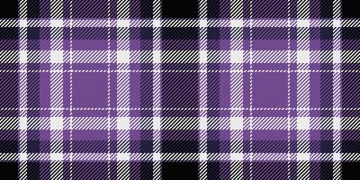 Fibrous texture textile plaid, diverse tartan pattern . Equal seamless fabric background check in violet and white colors. vector