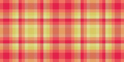 Platform fabric plaid pattern, romantic seamless check. Tracery background textile texture tartan in red and yellow colors. vector