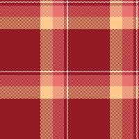 Open fabric texture textile, present tartan plaid. Single seamless check pattern background in red and orange colors. vector