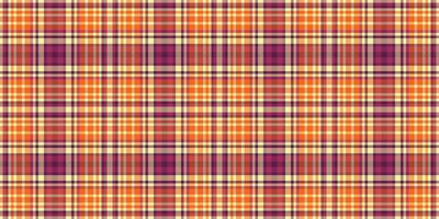 Pano texture plaid pattern, 50s check seamless textile. Good background tartan fabric in pink and yellow colors. vector
