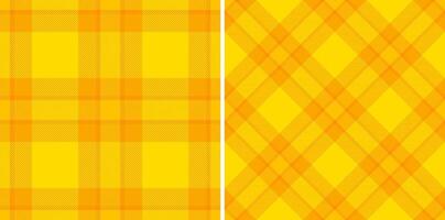 Vibrant yellow plaid patterns, perfect for backgrounds, textiles, or web design. These seamless textures offer both classic and modern aesthetics, conveying warmth, energy, and optimism. vector