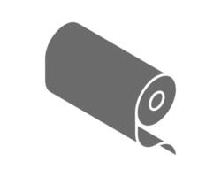 A minimalist grayscale icon depicting a roll of material unfurling, suggesting concepts of new beginnings, progress, or unfolding potential. vector