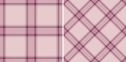 Two elegant pastel pink plaid patterns, perfect for textile design, website backgrounds, or fashion projects. Subtle textures and soft hues create a calming, feminine aesthetic. vector