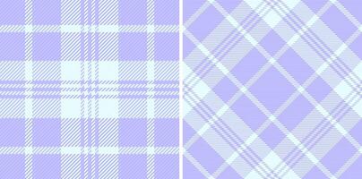 Pastel purple plaid patterns, perfect for textile design, apparel, or website backgrounds. Two distinct styles offer versatility a classic check and a diagonal weave. vector