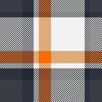 Vibrant orange and dark gray plaid pattern. Modern geometric textile design ideal for fashion, home decor, or branding. Seamless repeat texture offers versatility for various applications. vector