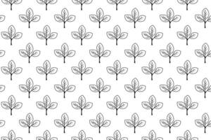 Elegant seamless pattern of simple black leaf illustrations on white background. Perfect for textile design, wallpaper, packaging, or website backgrounds. vector