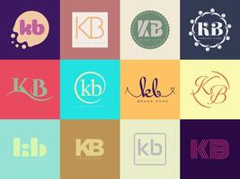 KB logo company template. Letter k and b logotype. Set different classic serif lettering and modern bold text with design elements. Initial font typography. vector
