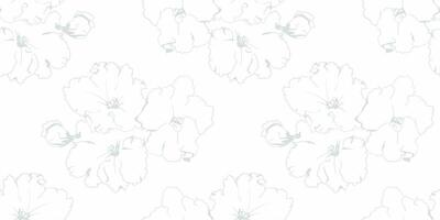 Elegant, light blue floral pattern. Delicate line art blossoms on a white background create a serene and sophisticated design, perfect for textiles, wallpapers, or branding. vector