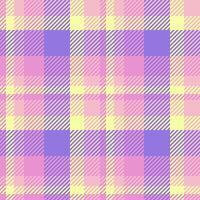 Pastel plaid pattern in soft pink, purple, and yellow. Ideal for textile design, scrapbooking, or website backgrounds. A cheerful and versatile design conveying gentleness and optimism. vector